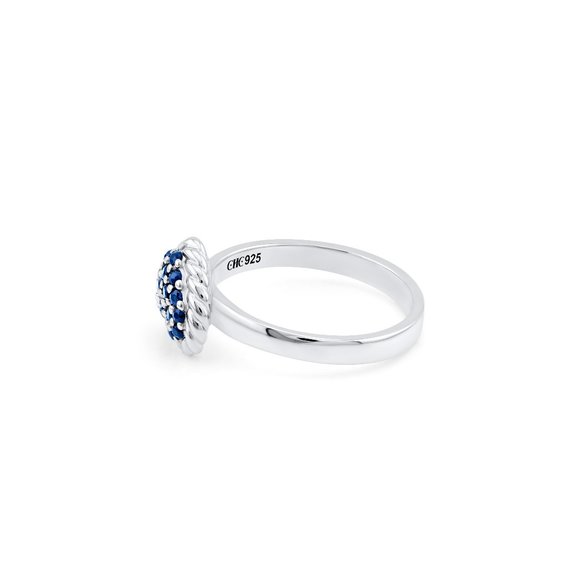 Blue Sapphire Heart Cluster Ring - Picture 6 of 7